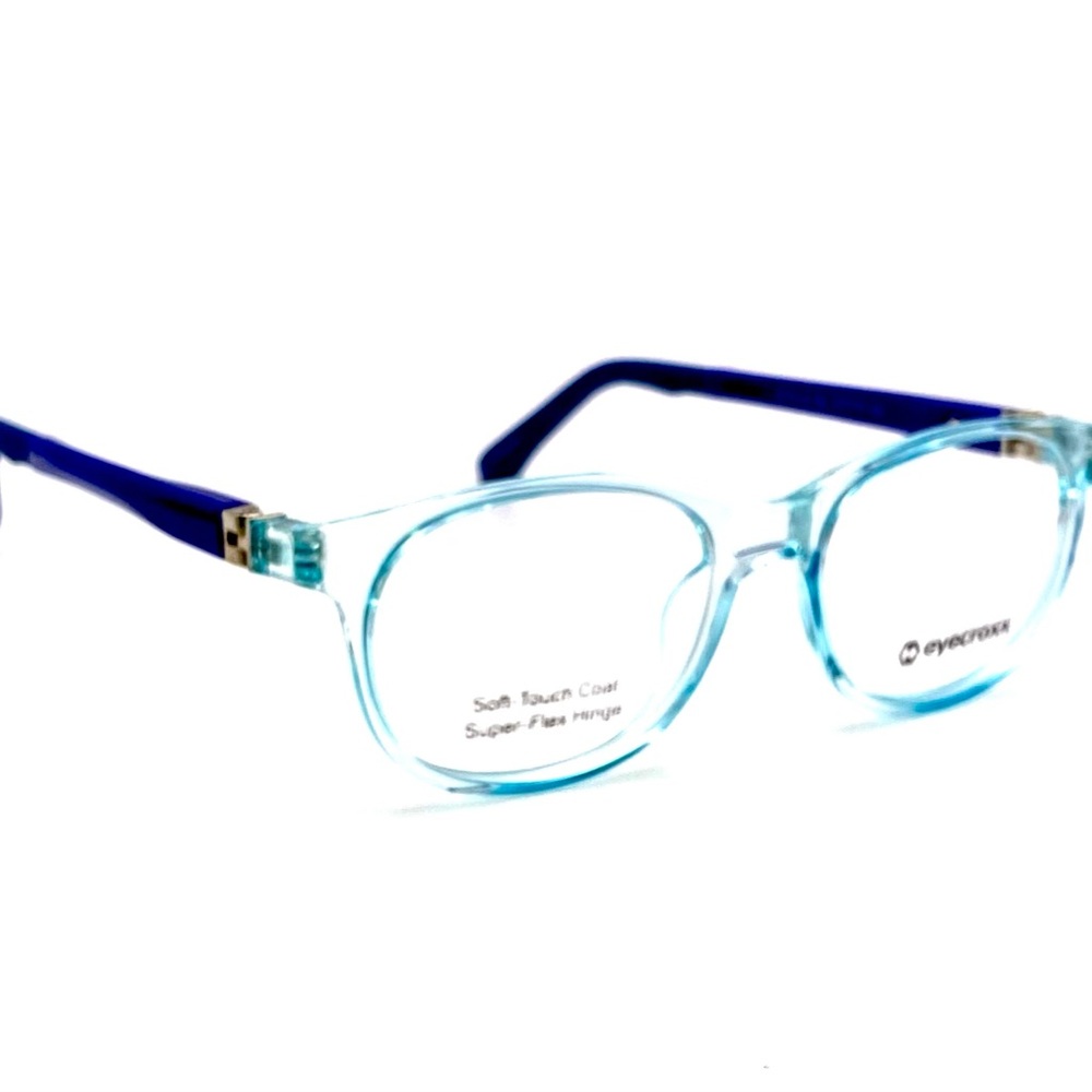 Childs Eyeglasses Eyecroxx ECL113 BL size 43-14-124 Blue Crystal Plastic - Picture 2 of 6